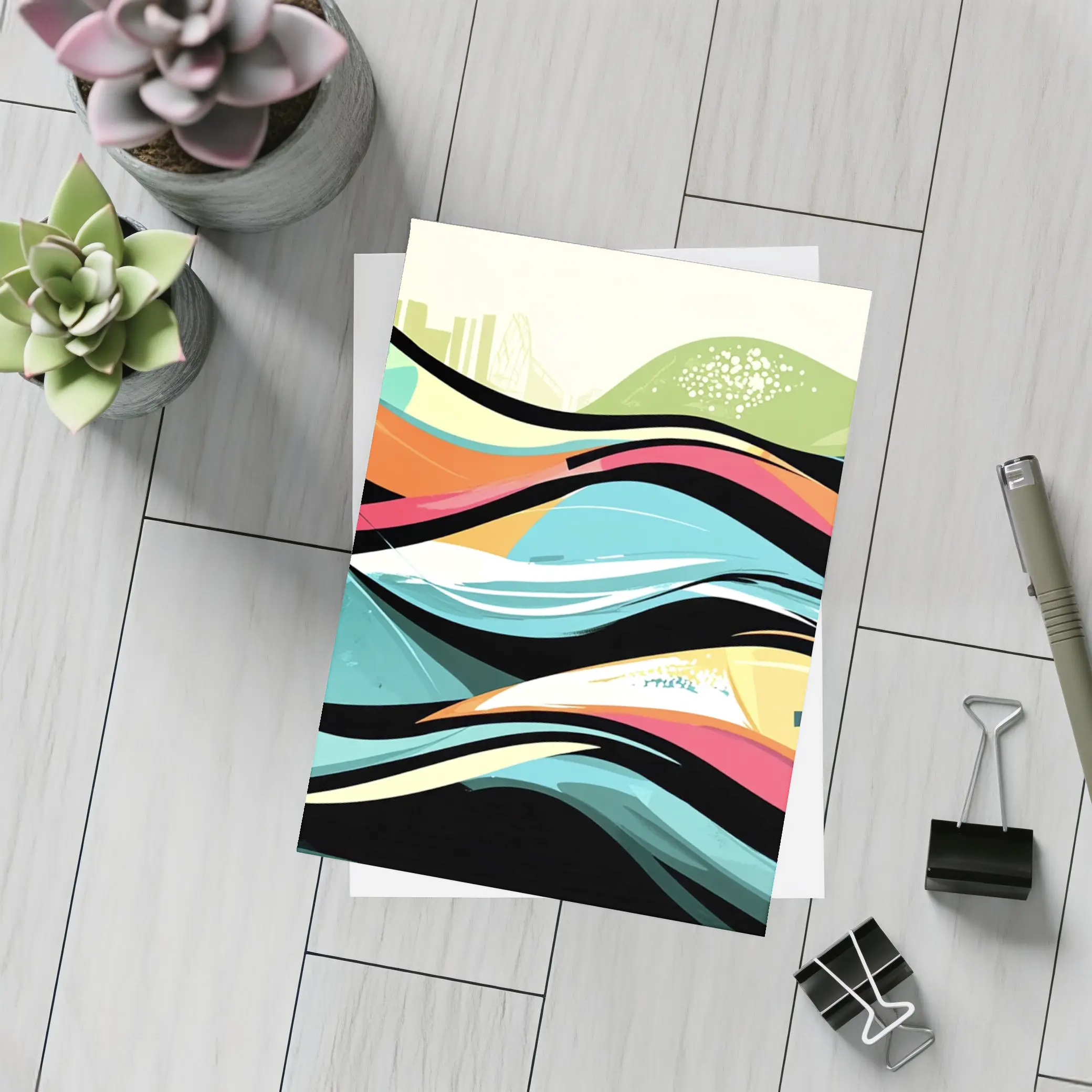 Colorful Graffiti Waves Abstract Urban Art – Postcards