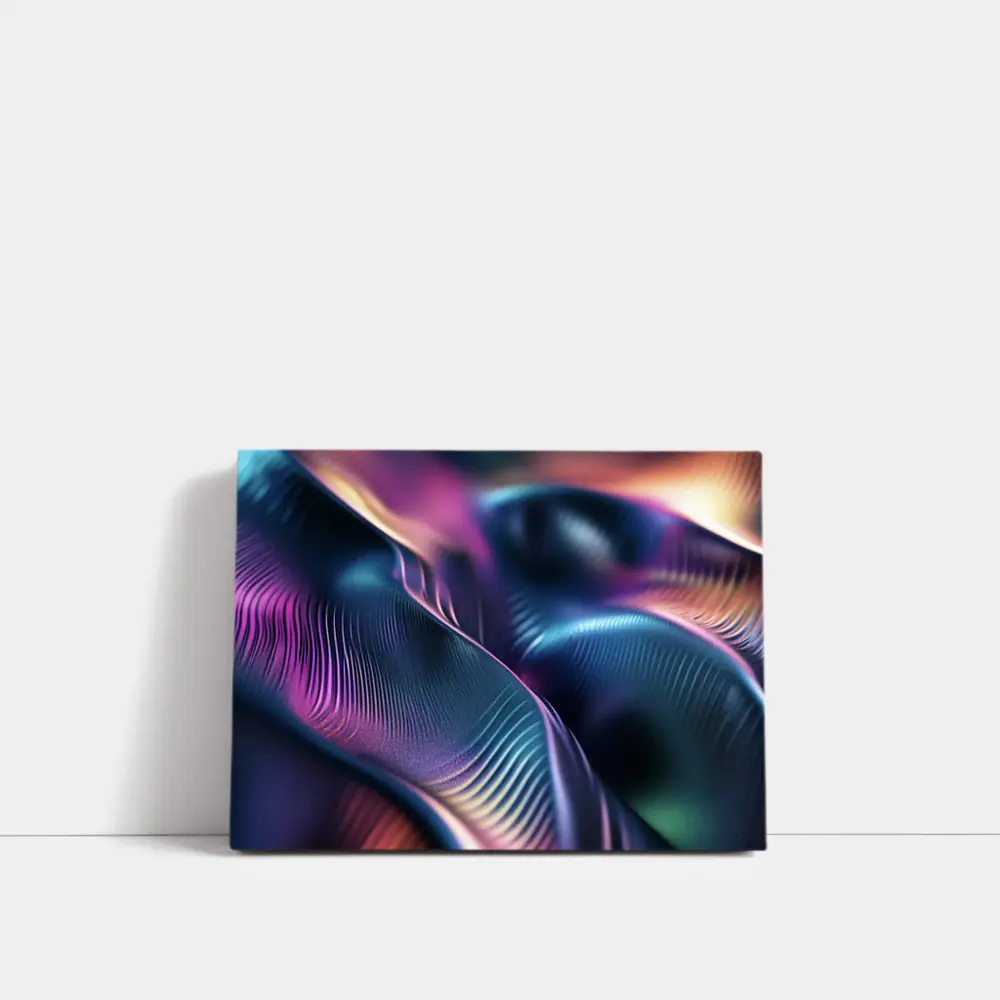 Abstract Wavy Fluid Dark Iridescent Surface – Wall Art