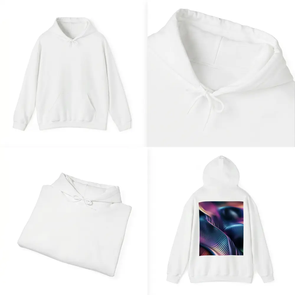 Abstract Wavy Fluid Dark Iridescent Surface – Hoodies