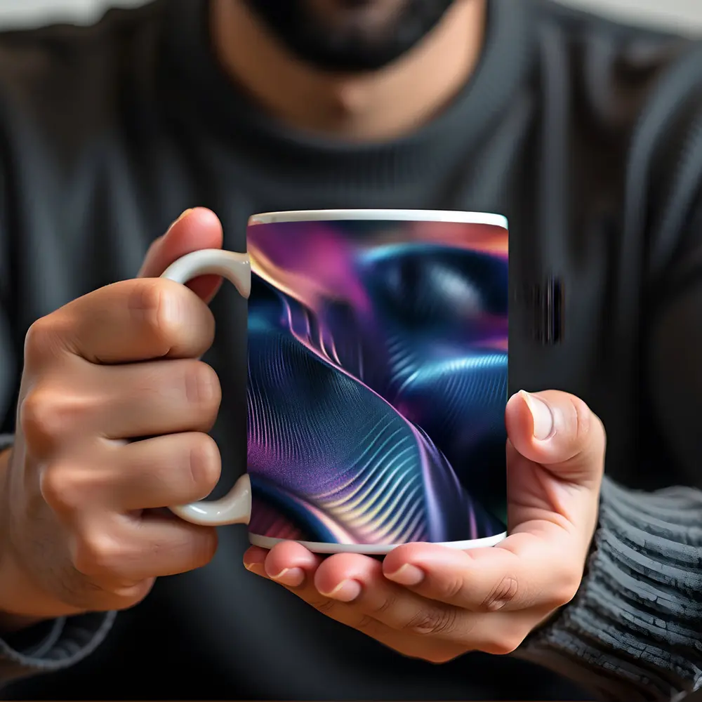Abstract Wavy Fluid Dark Iridescent Surface – Mugs