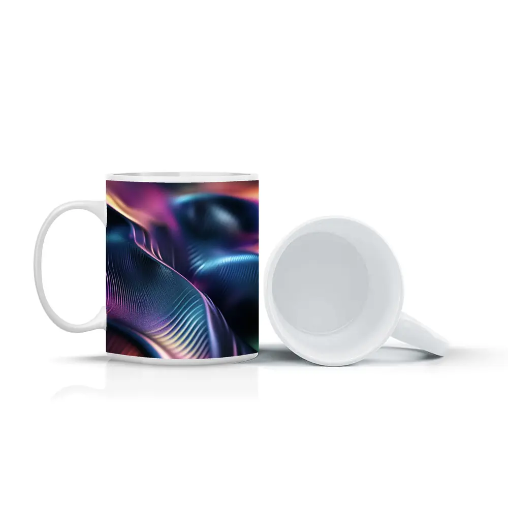 Abstract Wavy Fluid Dark Iridescent Surface – Mugs