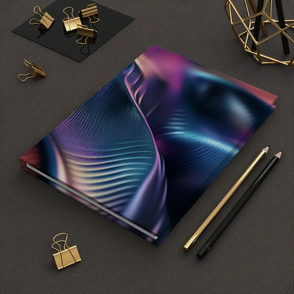 Abstract Wavy Fluid Dark Iridescent Surface – Notebooks