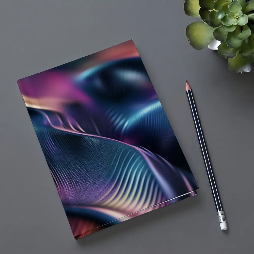 Abstract Wavy Fluid Dark Iridescent Surface – Notebooks