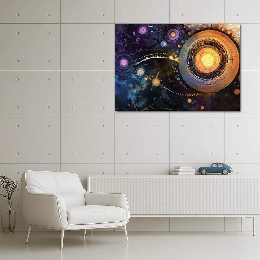 Abstract Cosmic Circles Deep Space Art – Wall Art