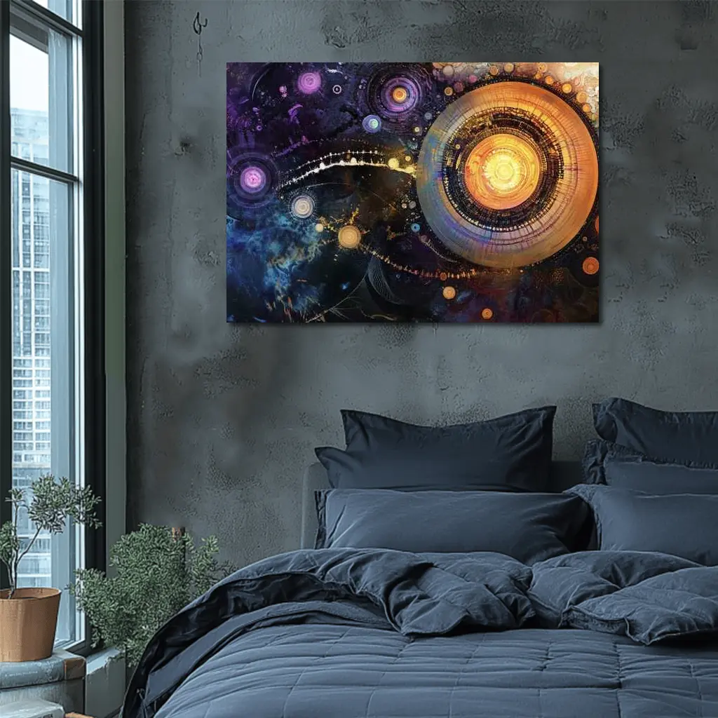 Abstract Cosmic Circles Deep Space Art – Wall Art