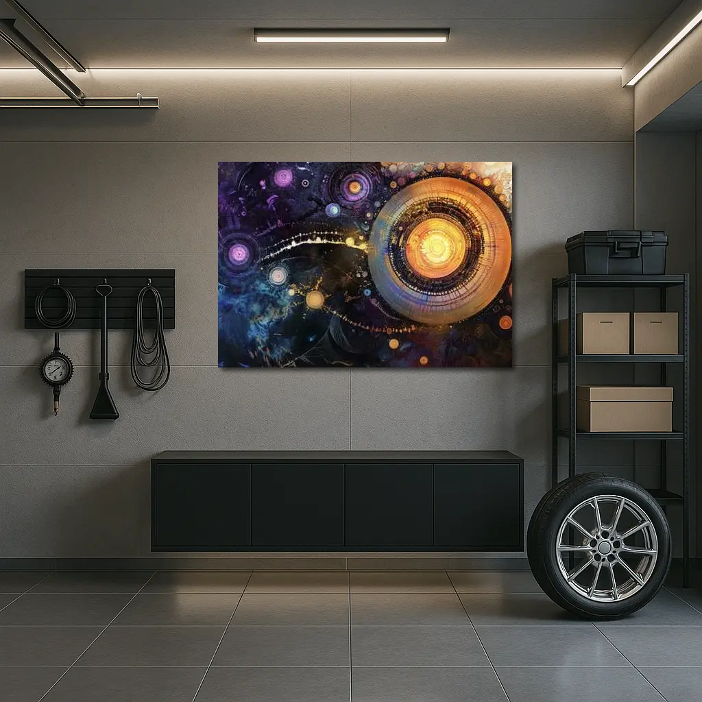 Abstract Cosmic Circles Deep Space Art – Wall Art