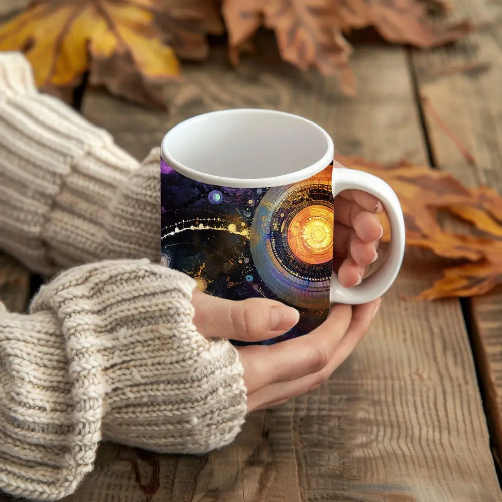 Abstract Cosmic Circles Deep Space Art – Mugs