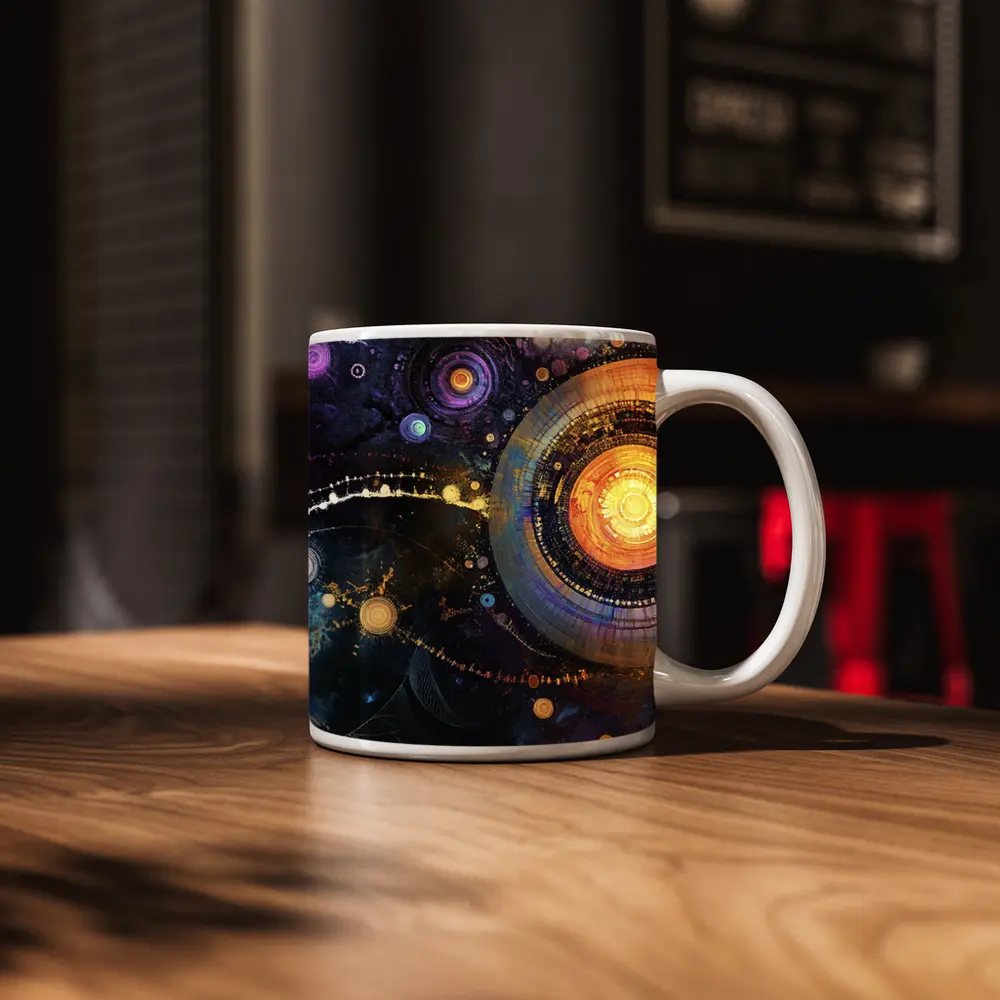 Abstract Cosmic Circles Deep Space Art – Mugs