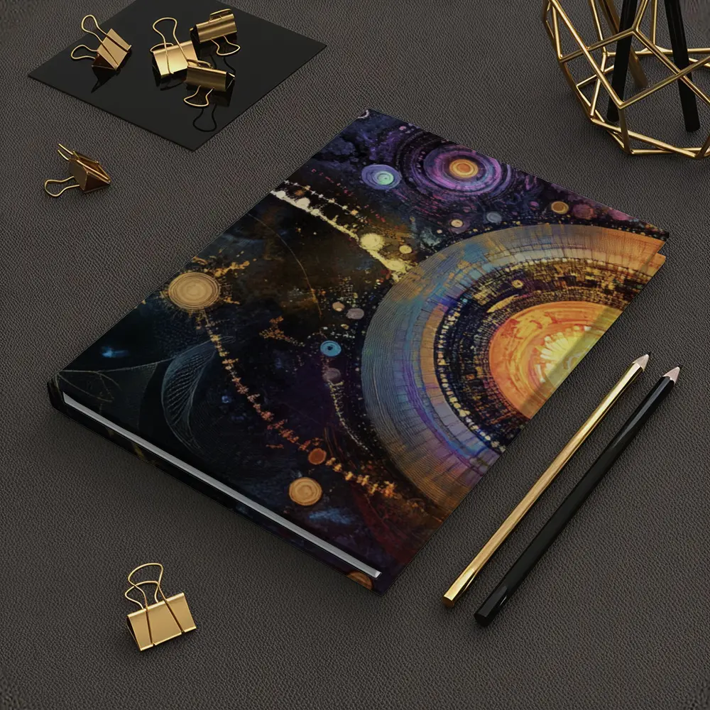 Abstract Cosmic Circles Deep Space Art – Notebooks