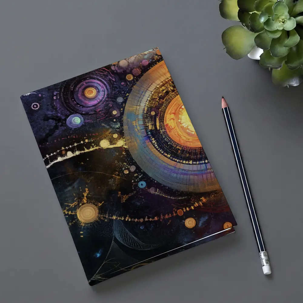 Abstract Cosmic Circles Deep Space Art – Notebooks