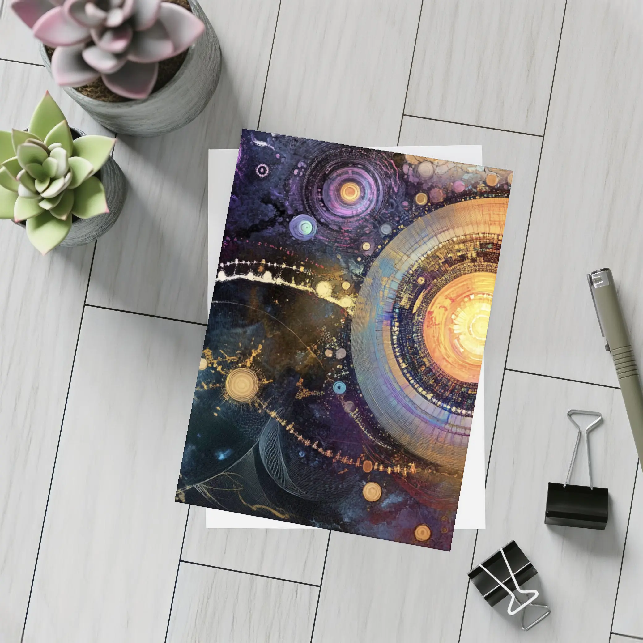 Abstract Cosmic Circles Deep Space Art – Postcards