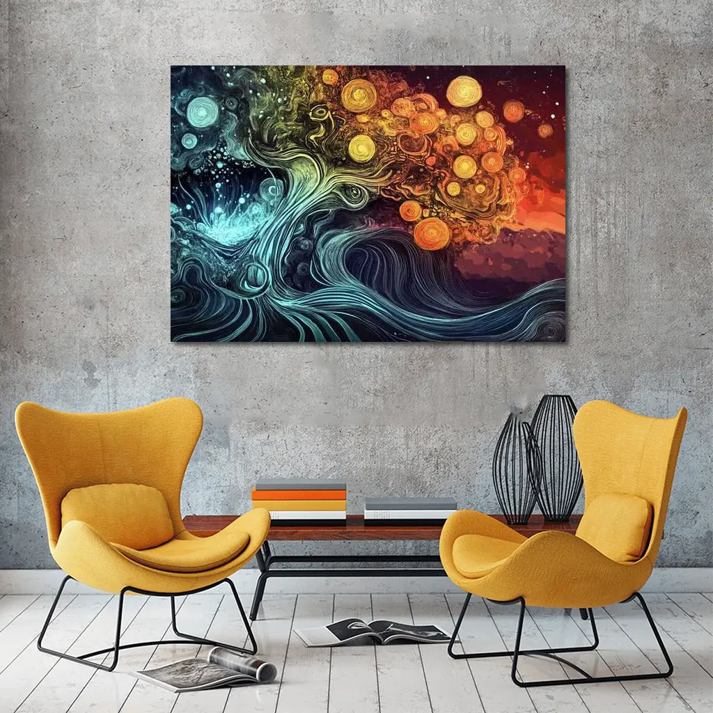 Swirling Tree of Life Abstract Art – Wall Art