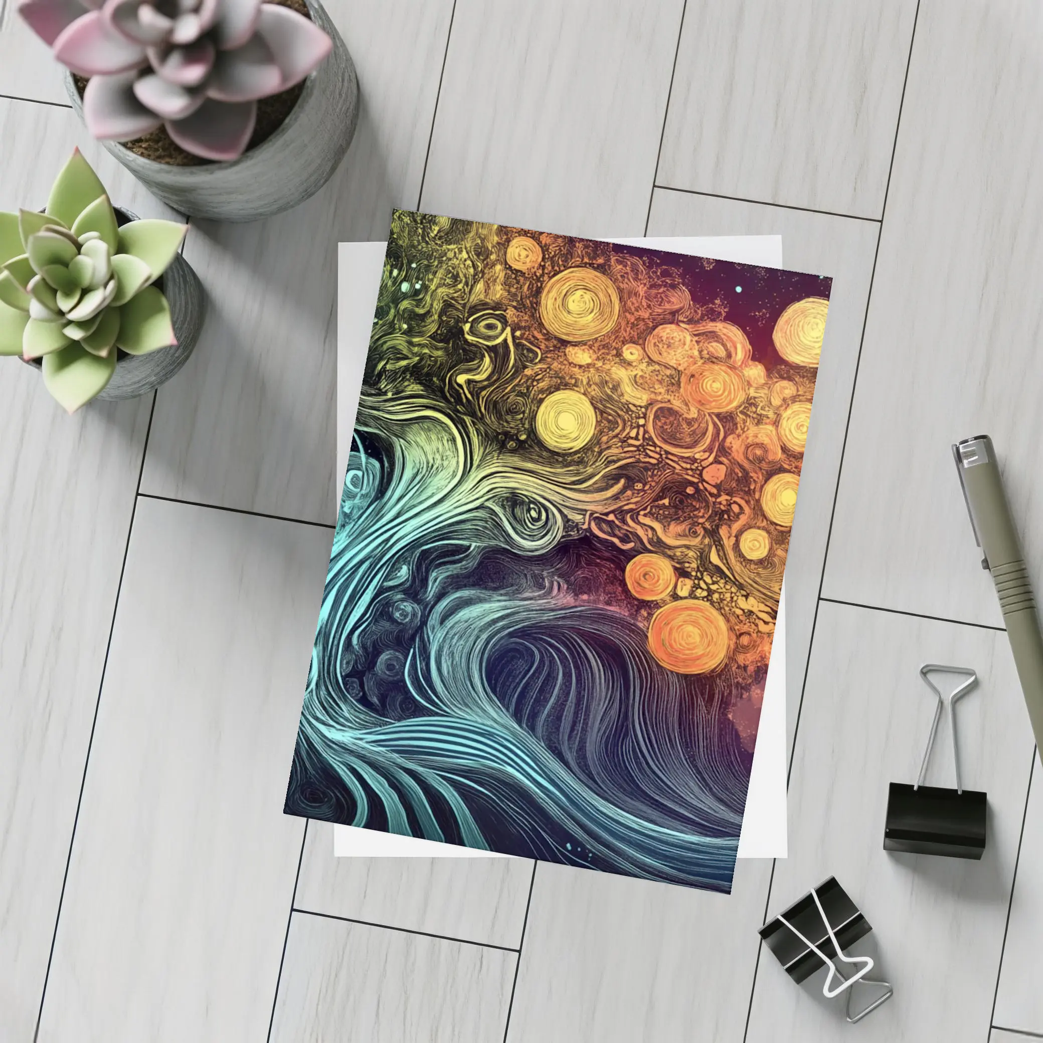 Swirling Tree of Life Abstract Art – Postcards
