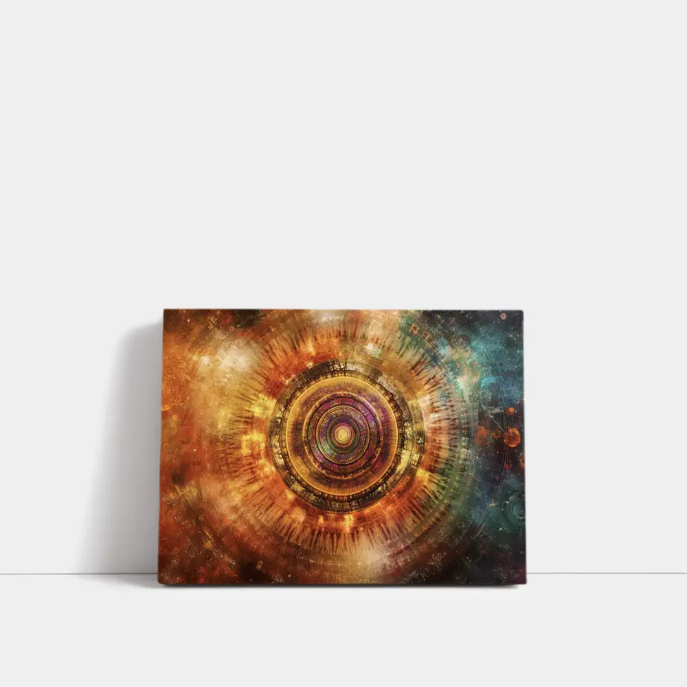 Cosmic Mandala Abstract Warm Glowing Circle Art – Wall Art