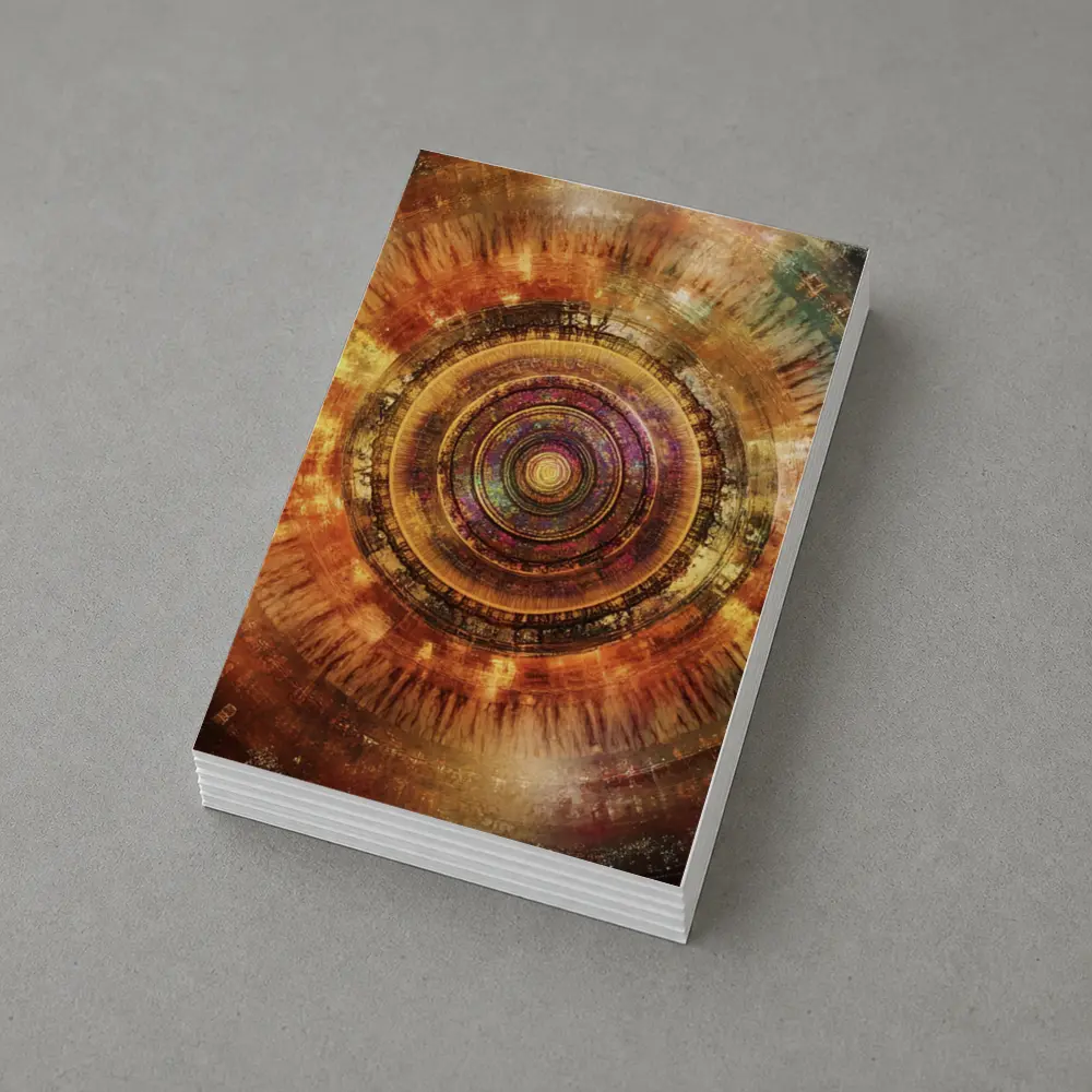 Cosmic Mandala Abstract Warm Glowing Circle Art – Postcards