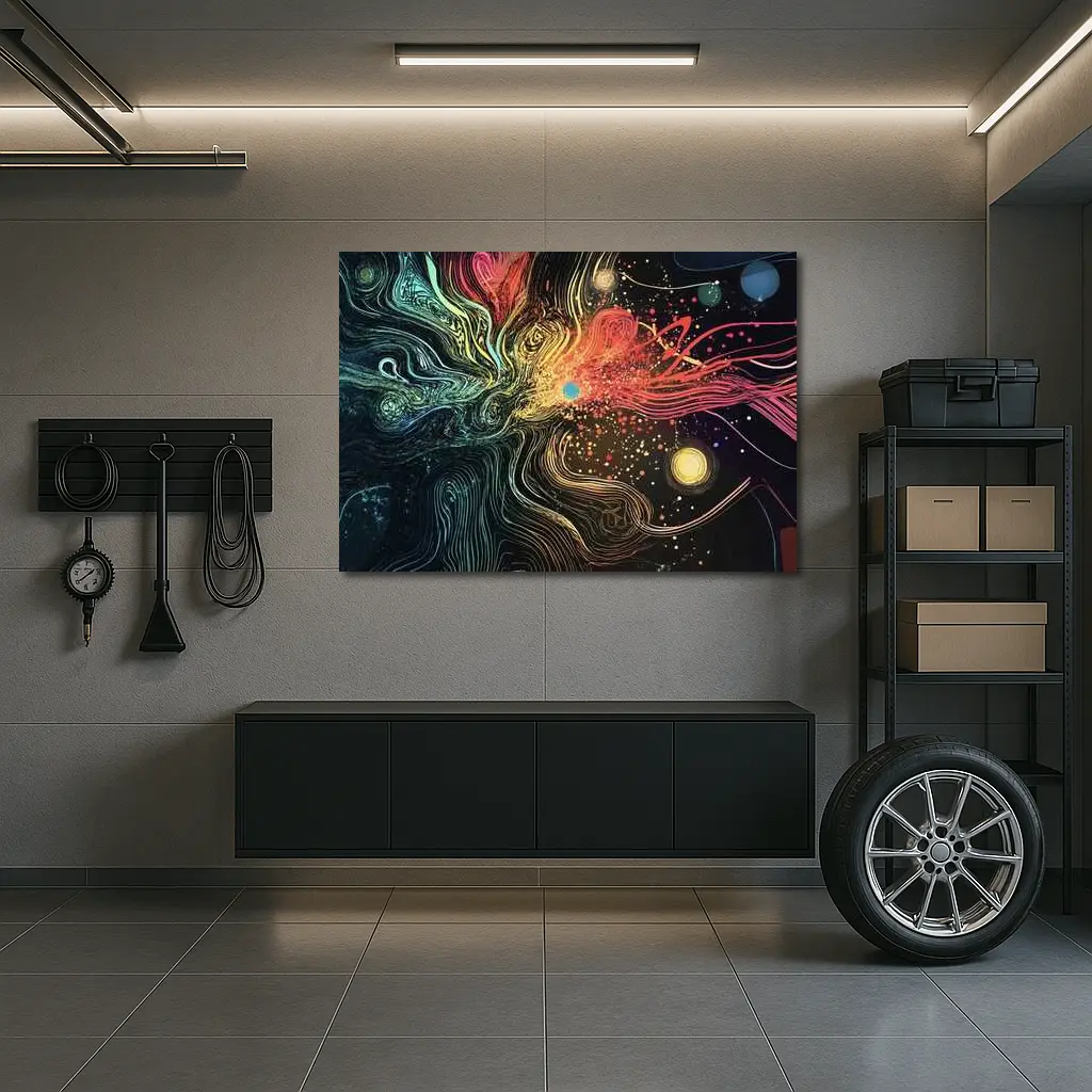 Cosmic Abstract Flow Lines Dark Background – Wall Art