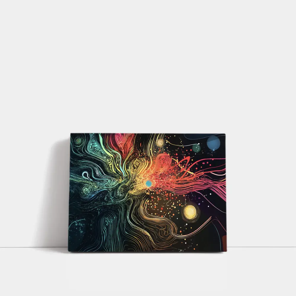Cosmic Abstract Flow Lines Dark Background – Wall Art