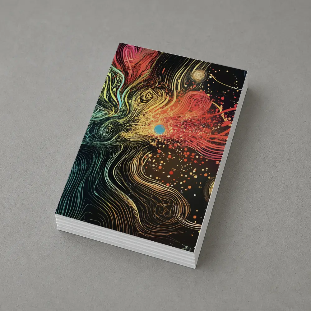 Cosmic Abstract Flow Lines Dark Background – Postcards