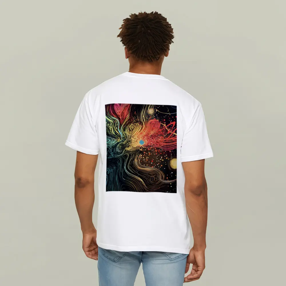 Cosmic Abstract Flow Lines Dark Background – T-Shirts
