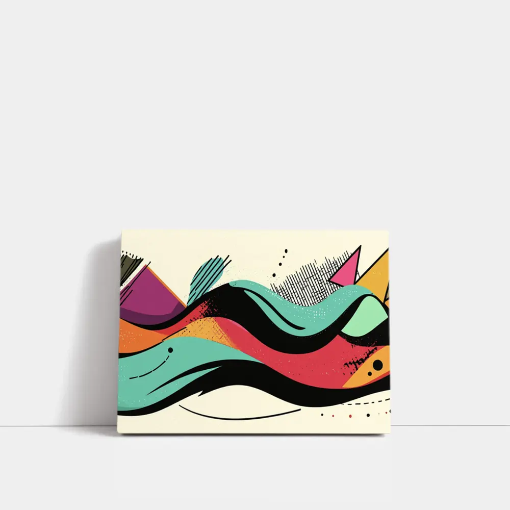 Retro Abstract Wave Art Colorful Bold Design – Wall Art