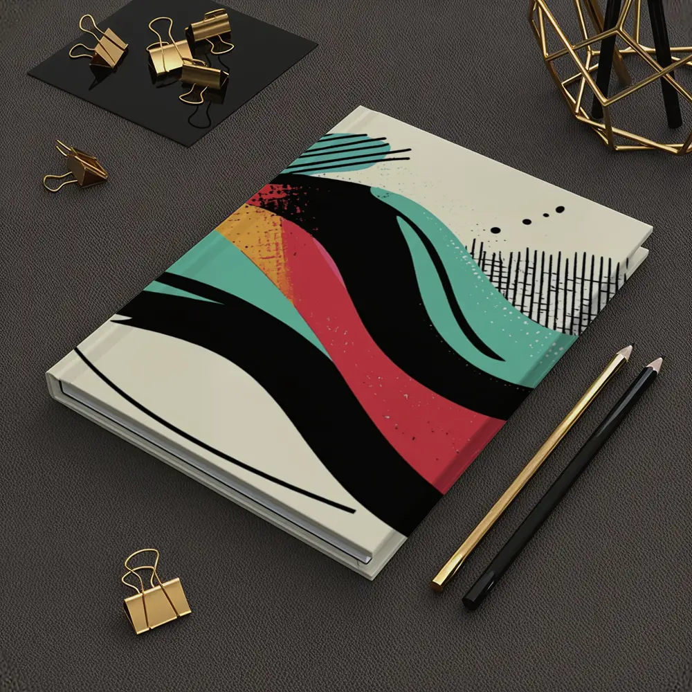 Retro Abstract Wave Art Colorful Bold Design – Notebooks