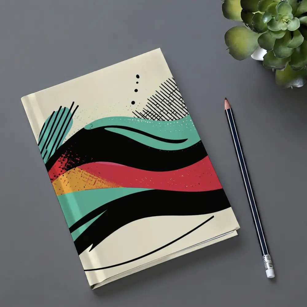 Retro Abstract Wave Art Colorful Bold Design – Notebooks