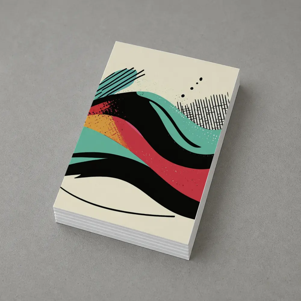Retro Abstract Wave Art Colorful Bold Design – Postcards