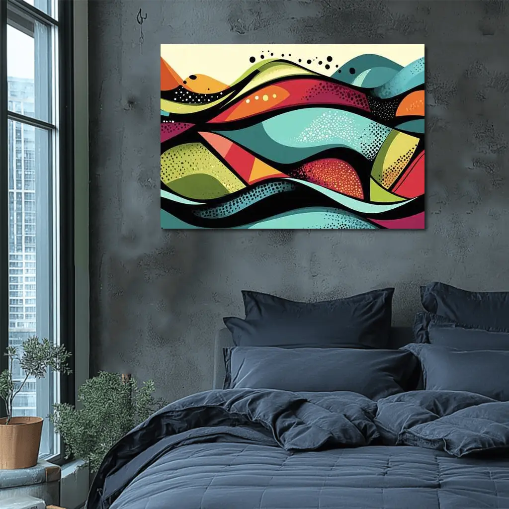 Colorful Abstract Waves Pop Art Style – Wall Art