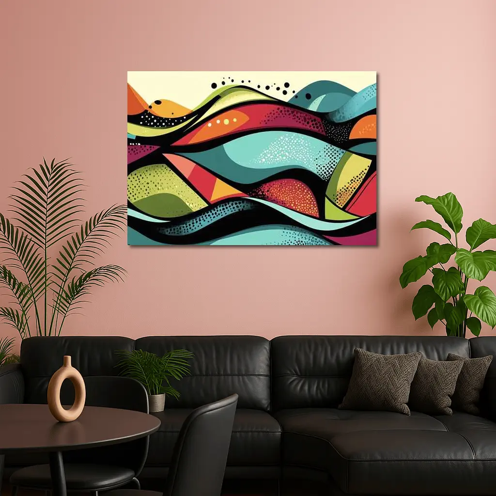 Colorful Abstract Waves Pop Art Style – Wall Art