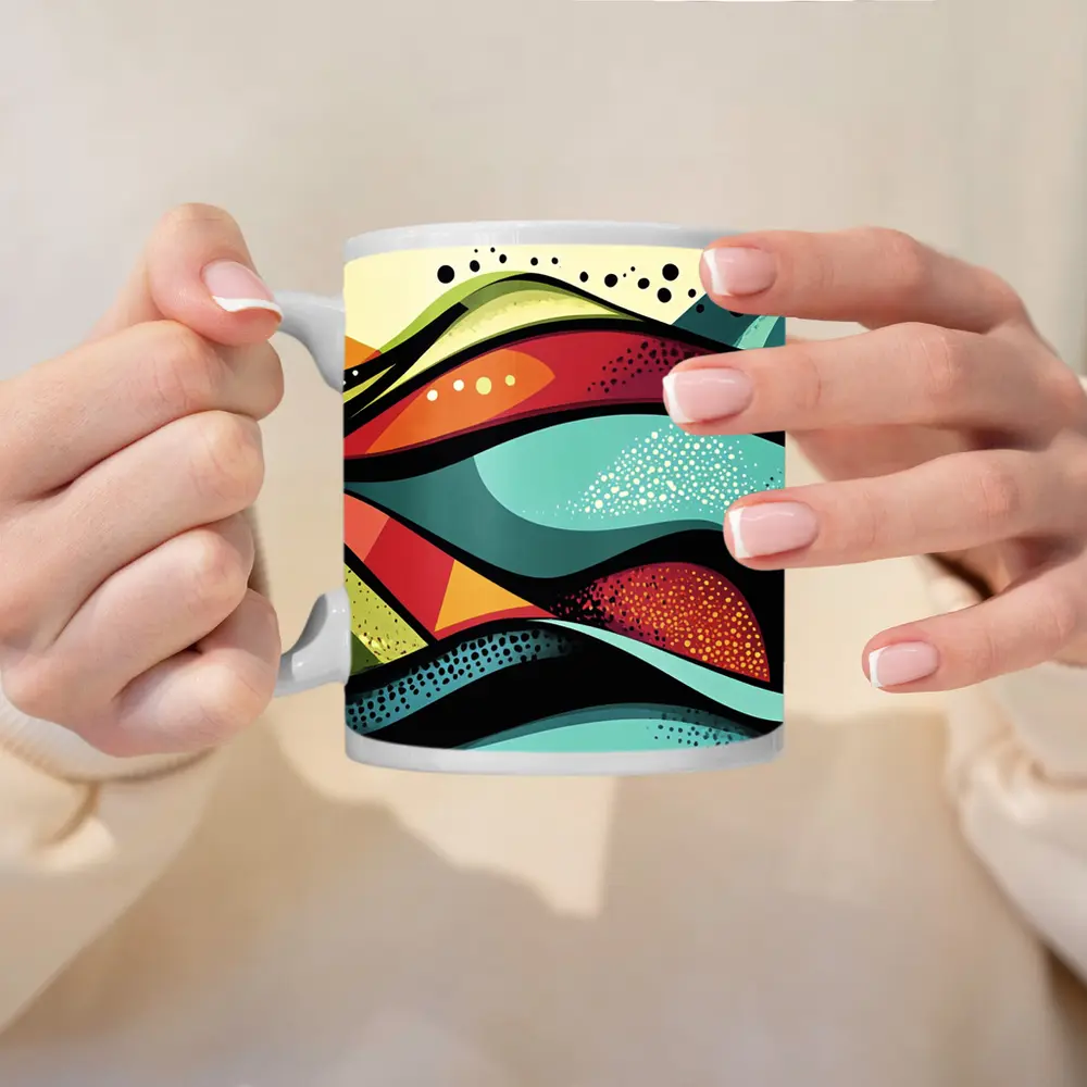 Colorful Abstract Waves Pop Art Style – Mugs