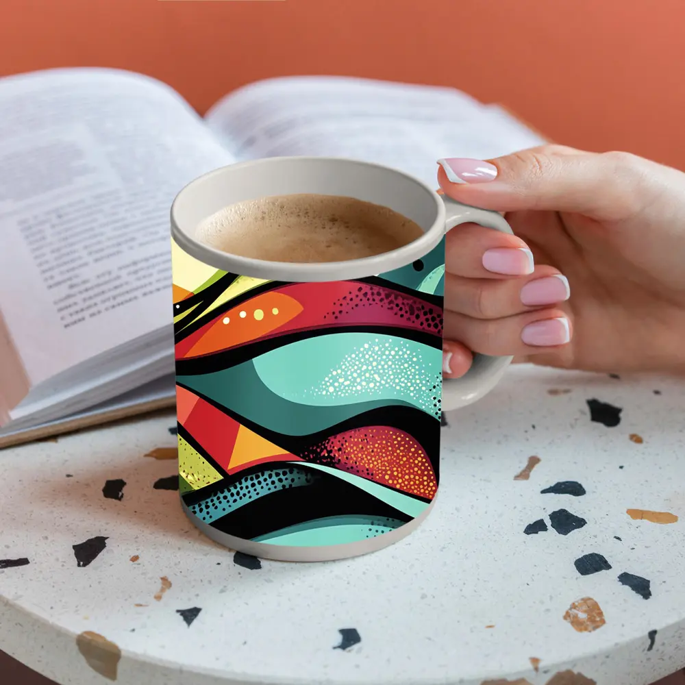 Colorful Abstract Waves Pop Art Style – Mugs