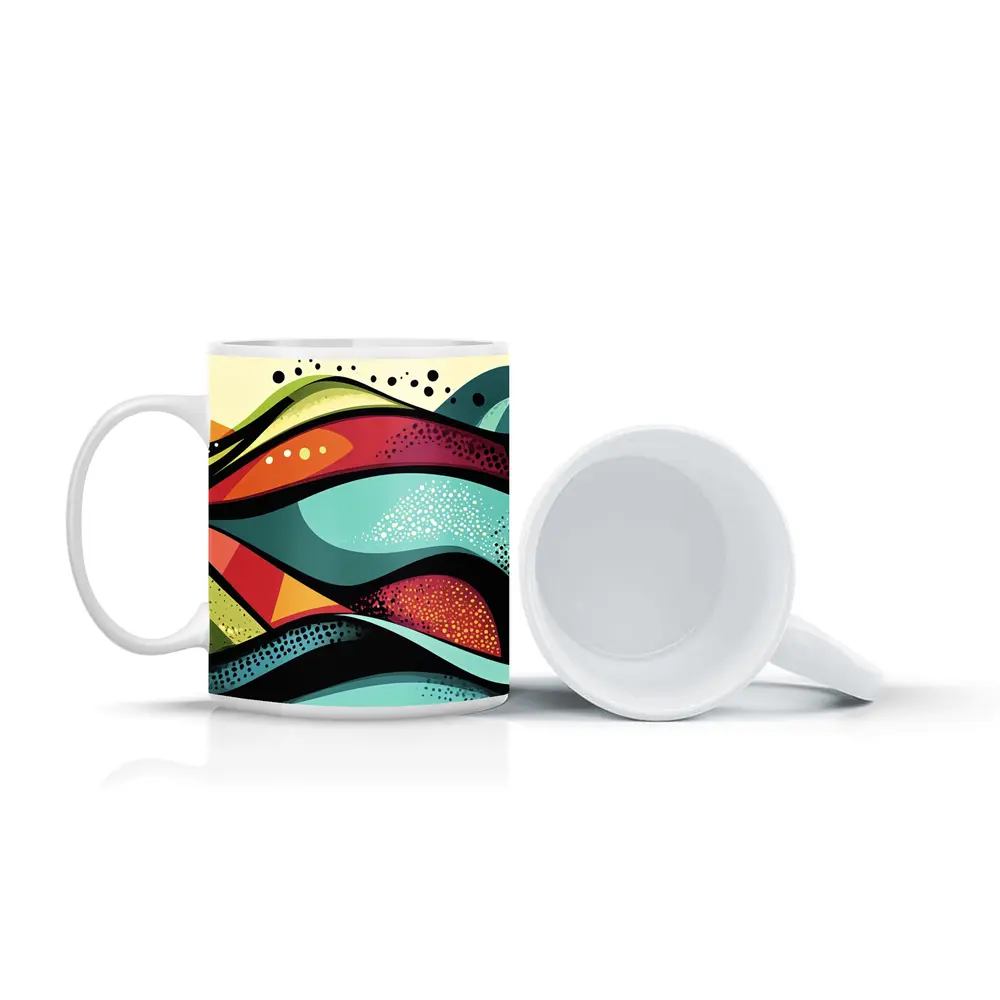 Colorful Abstract Waves Pop Art Style – Mugs