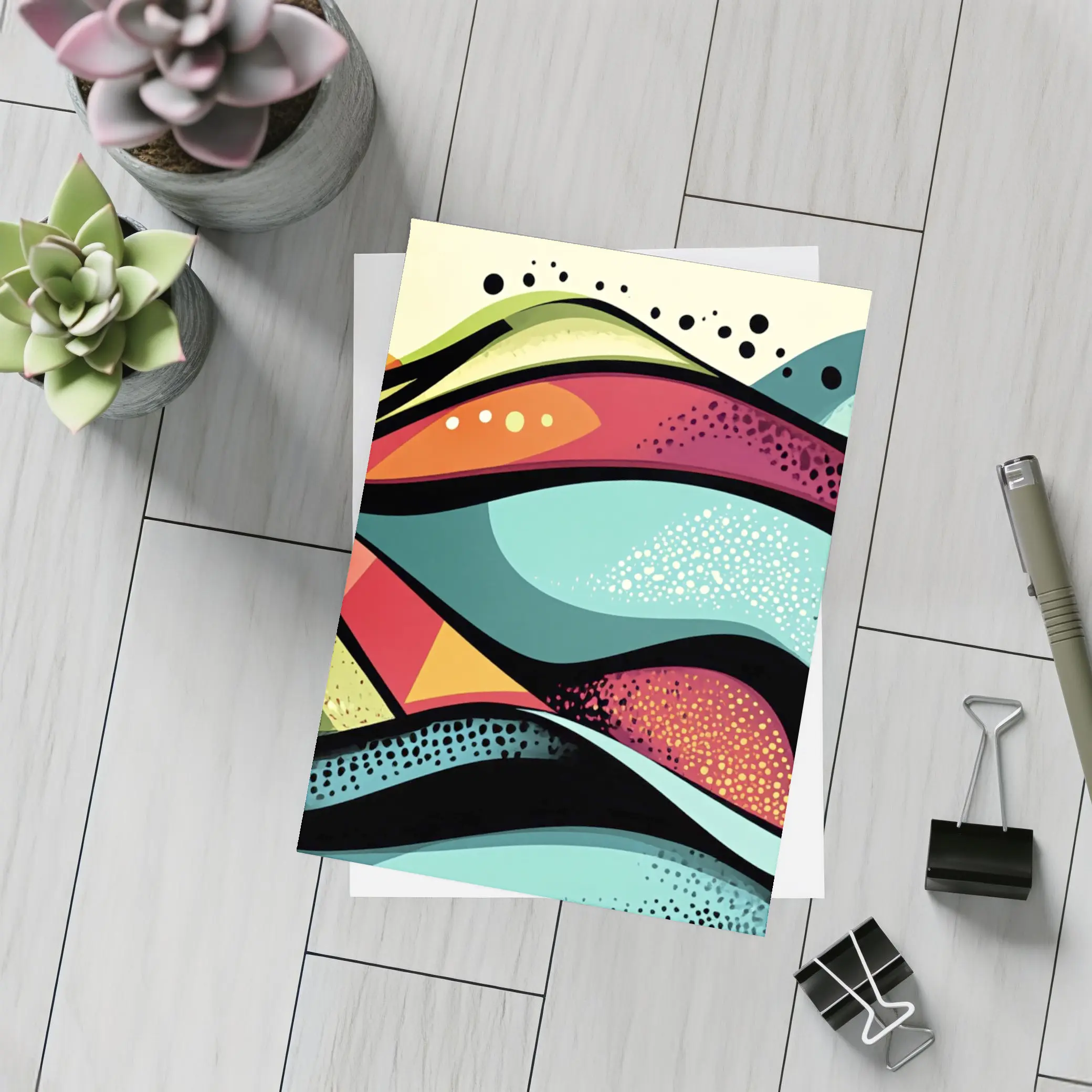 Colorful Abstract Waves Pop Art Style – Postcards