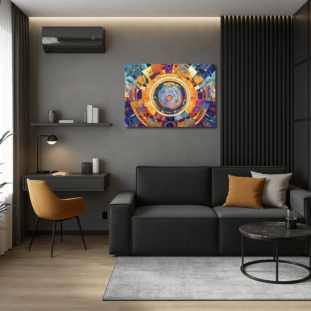 Cosmic Mandala Mosaic Abstract Geometric Art – Wall Art