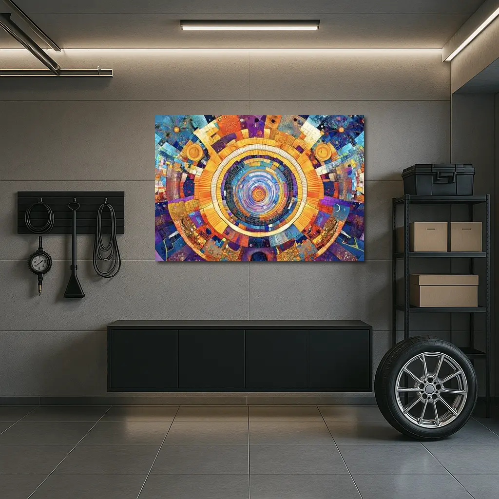 Cosmic Mandala Mosaic Abstract Geometric Art – Wall Art