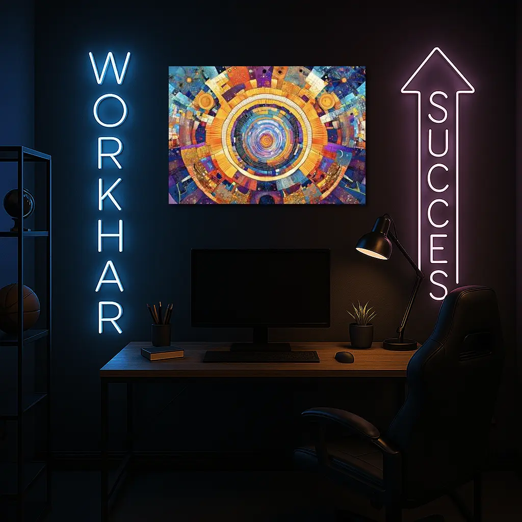Cosmic Mandala Mosaic Abstract Geometric Art – Wall Art