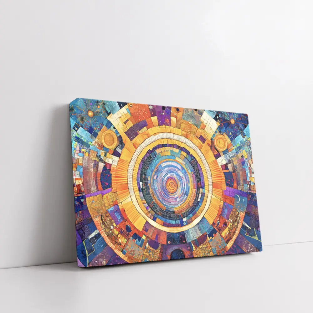 Cosmic Mandala Mosaic Abstract Geometric Art – Wall Art