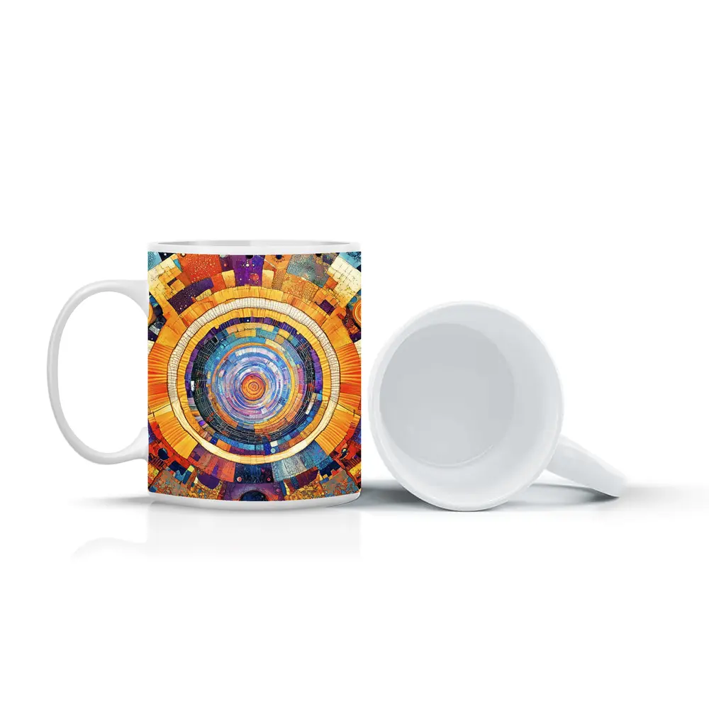 Cosmic Mandala Mosaic Abstract Geometric Art – Mugs
