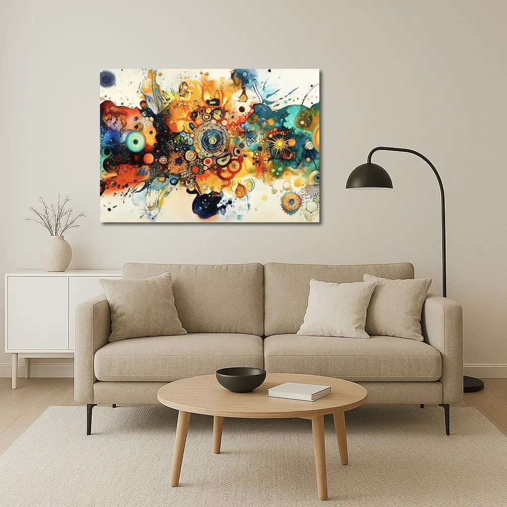 Colorful Abstract Watercolor Circles Cosmic Explosion – Wall Art