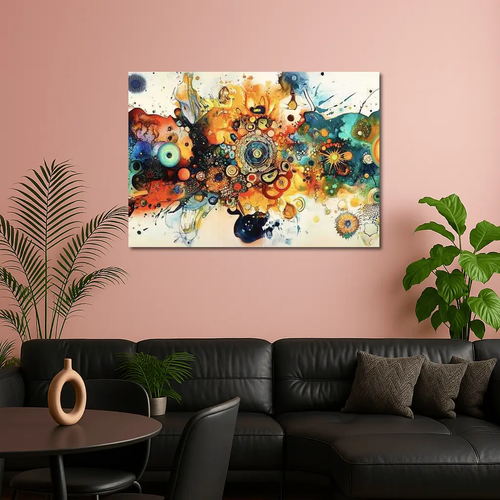 Colorful Abstract Watercolor Circles Cosmic Explosion – Wall Art