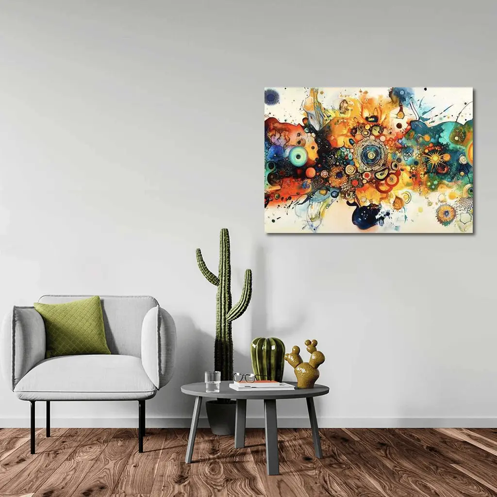 Colorful Abstract Watercolor Circles Cosmic Explosion – Wall Art