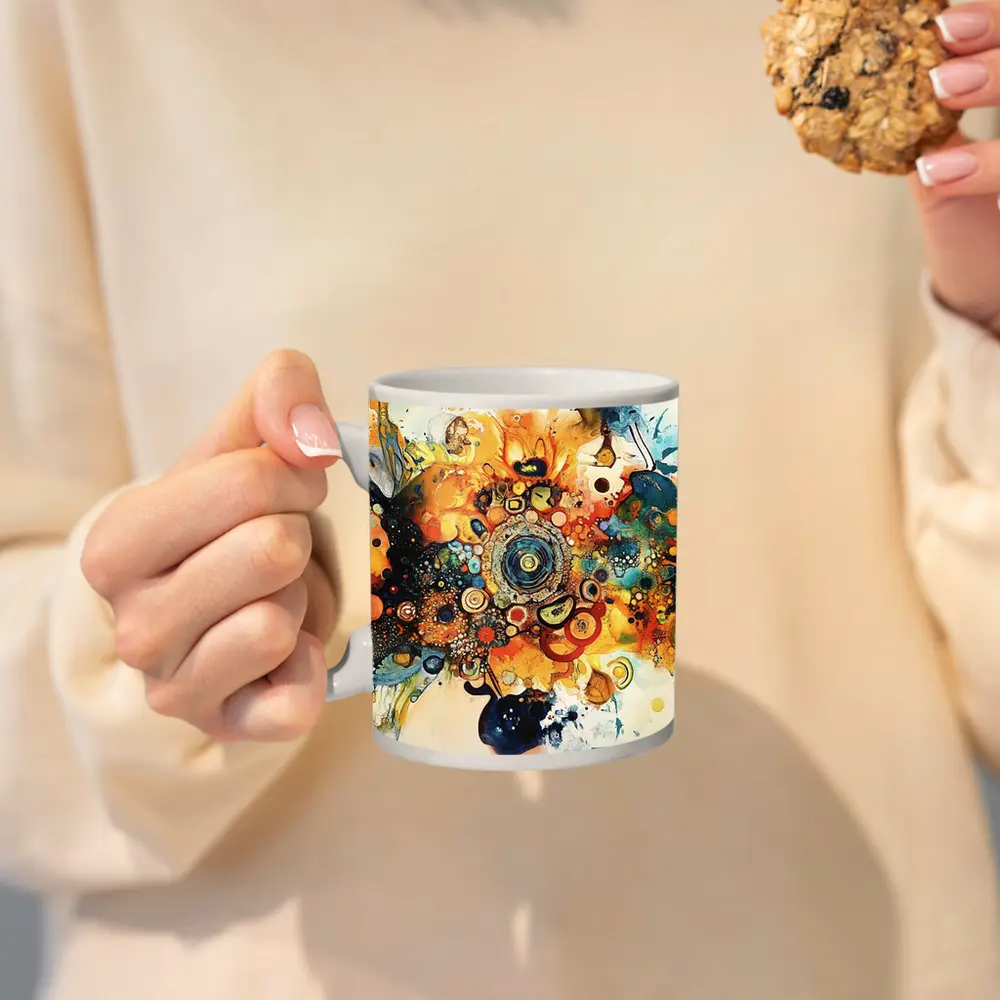 Colorful Abstract Watercolor Circles Cosmic Explosion – Mugs