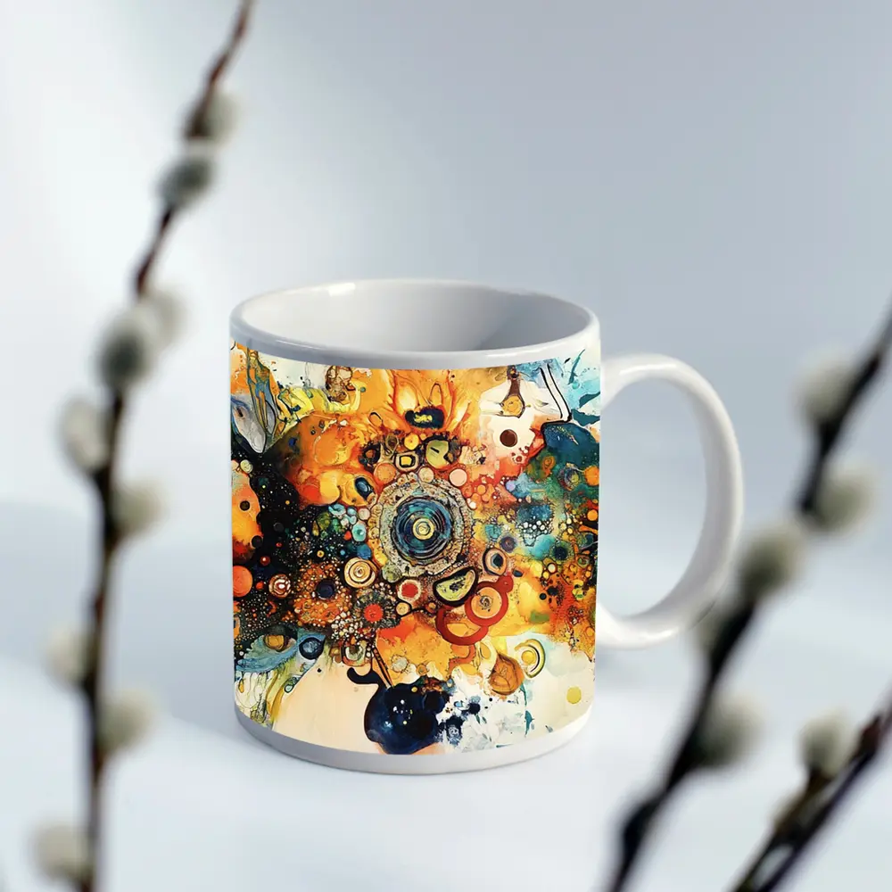Colorful Abstract Watercolor Circles Cosmic Explosion – Mugs