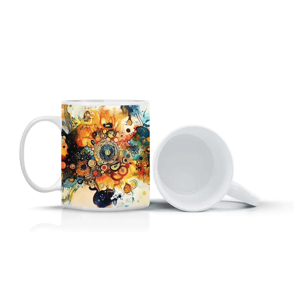 Colorful Abstract Watercolor Circles Cosmic Explosion – Mugs