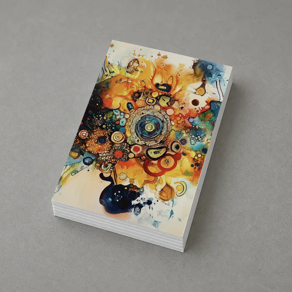 Colorful Abstract Watercolor Circles Cosmic Explosion – Postcards