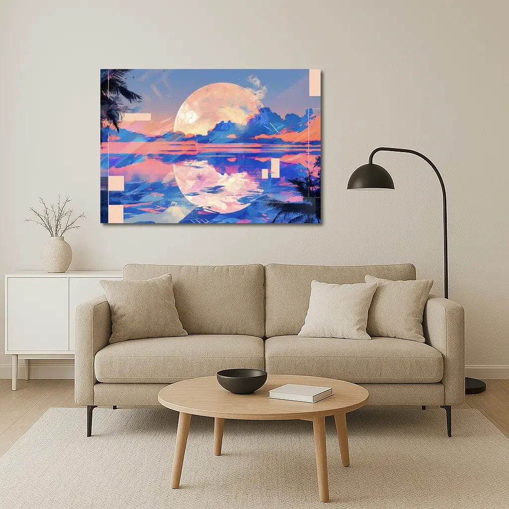 Tropical Moon Reflection Lofi Art – Wall Art