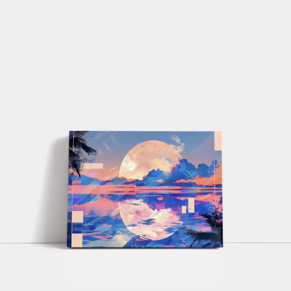 Tropical Moon Reflection Lofi Art – Wall Art