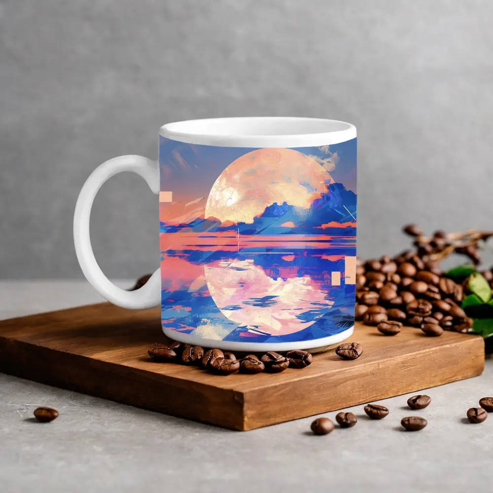 Tropical Moon Reflection Lofi Art – Mugs