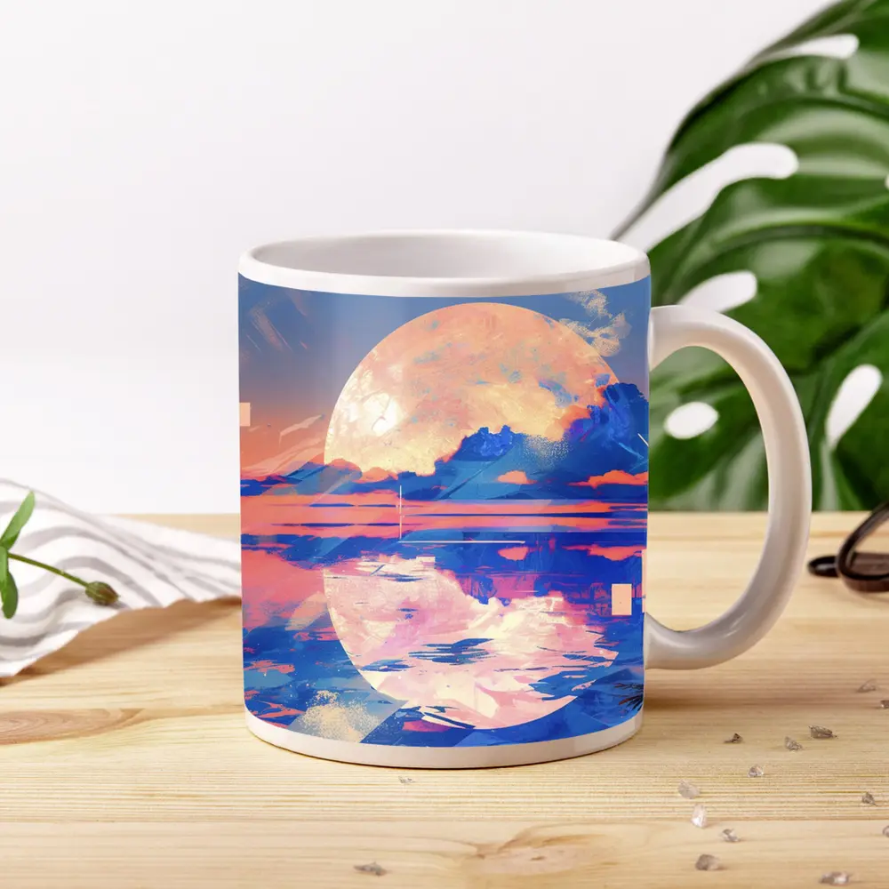 Tropical Moon Reflection Lofi Art – Mugs