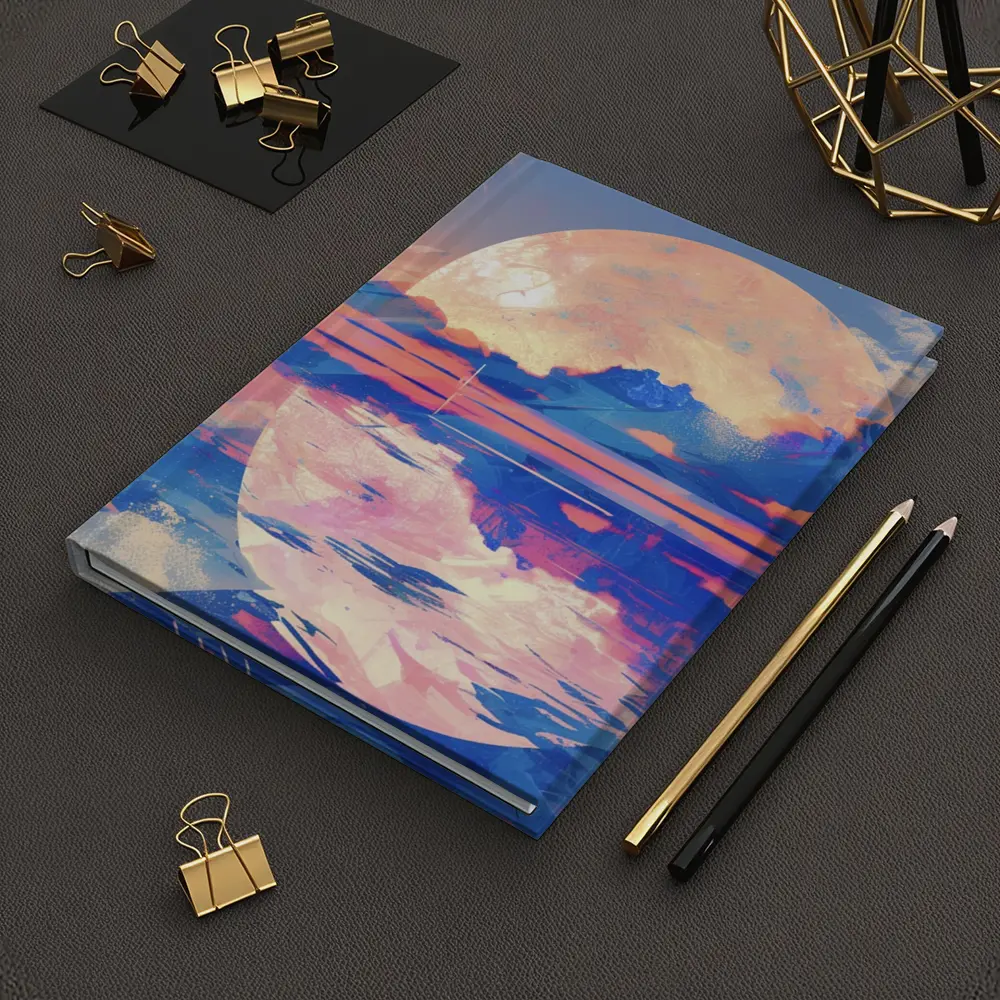 Tropical Moon Reflection Lofi Art – Notebooks